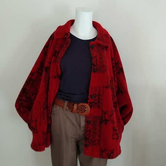 national wildlife federation Jackets & Blazers - Vintage, teddy bear, cardinal print sweater Sz med